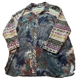 John Mark Button Down Boho Blouse Sweater Sleeves XL Women's  Peasant